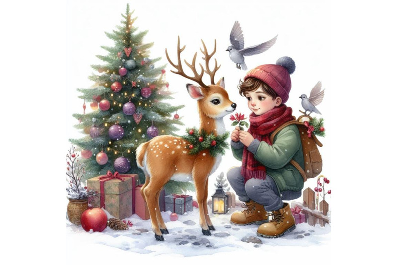 8-boy-with-deer-christmas-wate-bundle