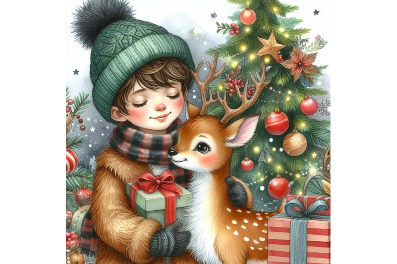8-boy-with-deer-christmas-wate-bundle