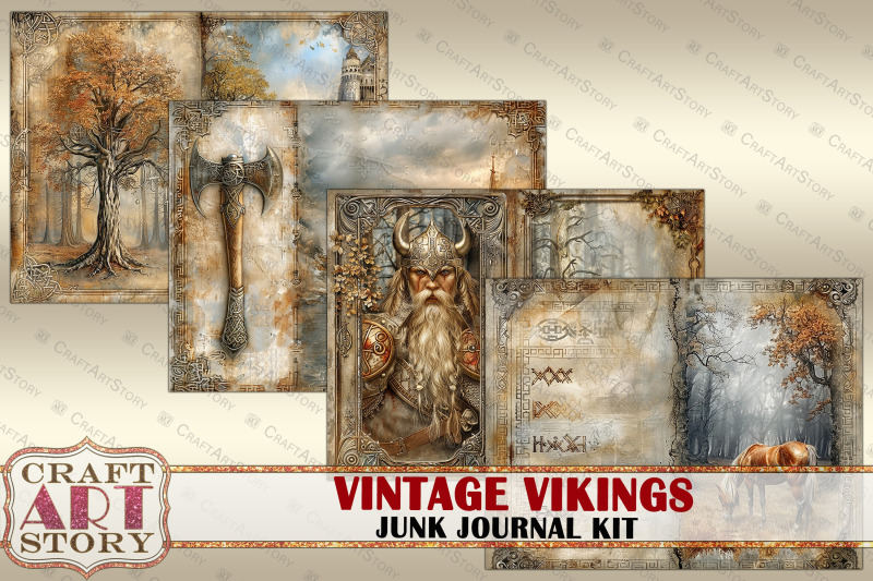 vintage-vikings-junk-journal-pages-viking-warrior-collage