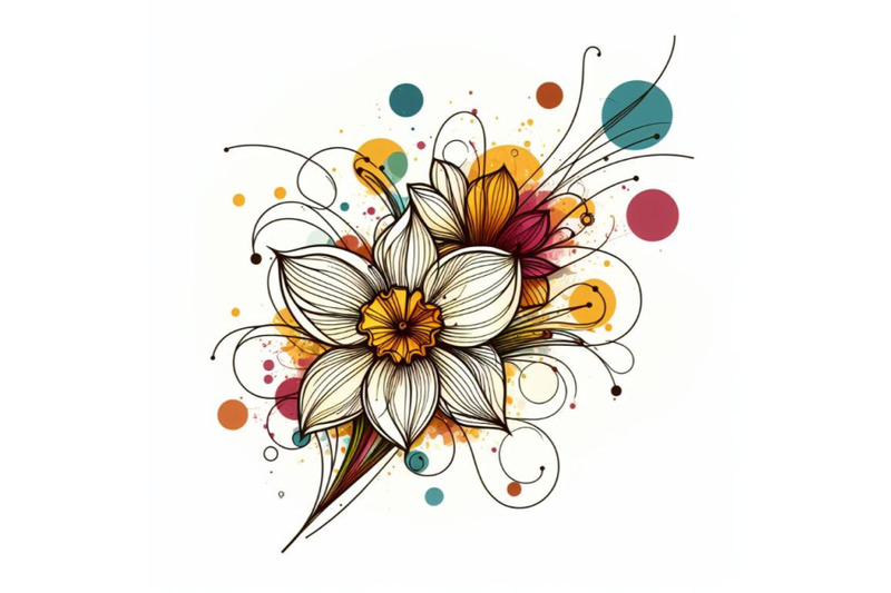 8-abstract-line-art-of-daffodil-f-bundle