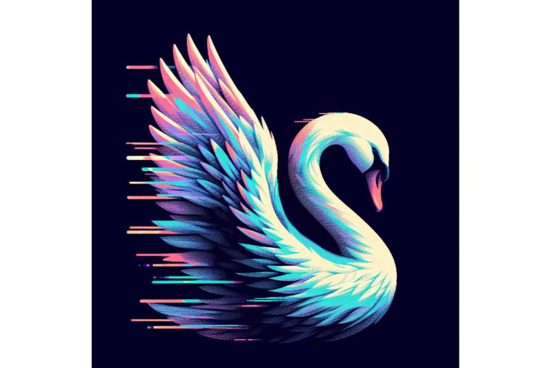 8-illustration-swan-in-glitch-art-bundle