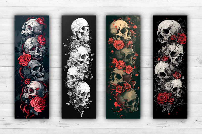 skulls-bookmarks-printable-2x6-inch
