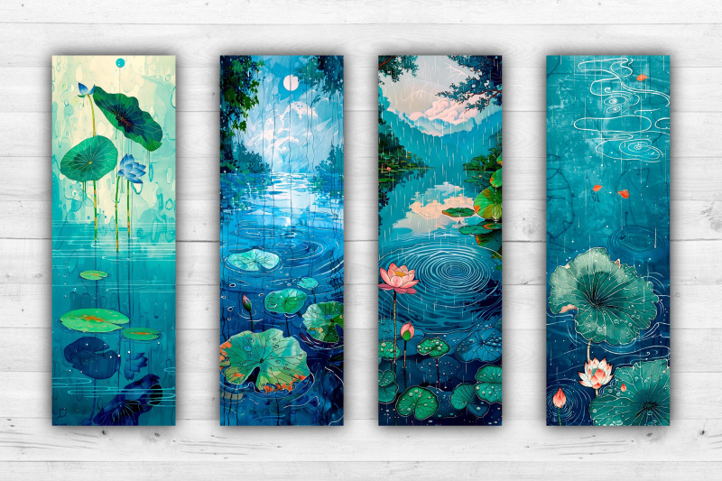 water-lilies-bookmarks-printable-2x6-inch
