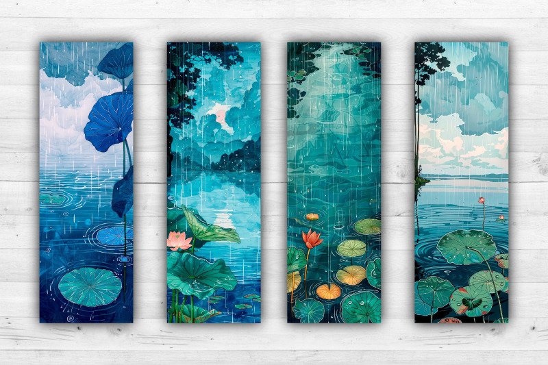 water-lilies-bookmarks-printable-2x6-inch