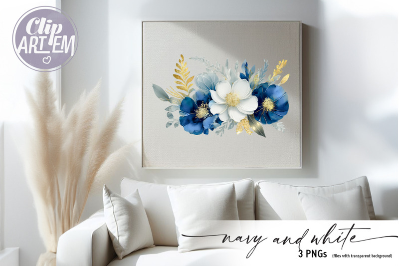 navy-blue-floral-3-png-watercolor-clip-art-decor-digital-set