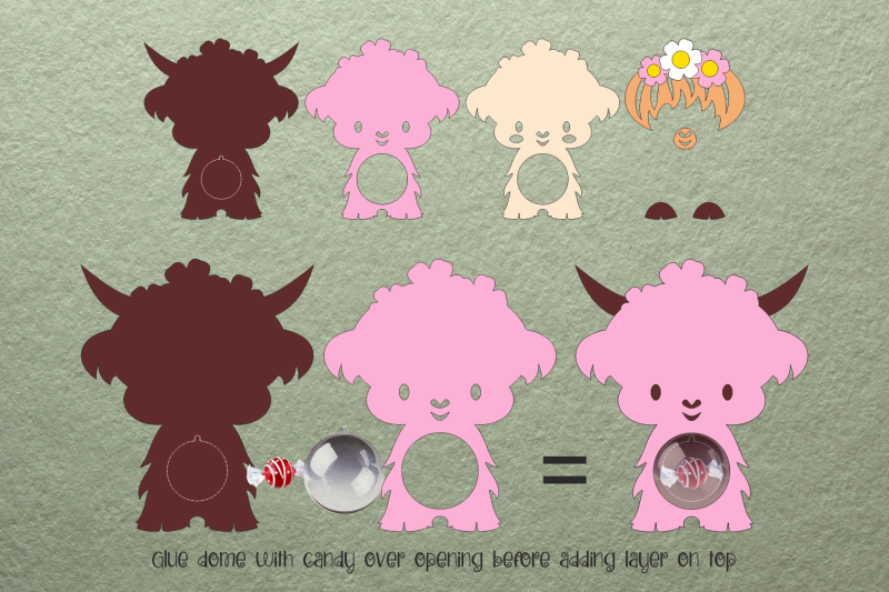 cute-highland-cow-candy-dome-template-sucker-holder-paper-craft