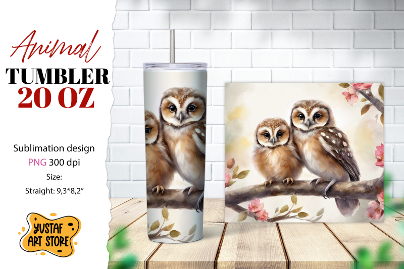 animal-tumbler-sublimation-mom-and-baby-owl-tumbler-wrap