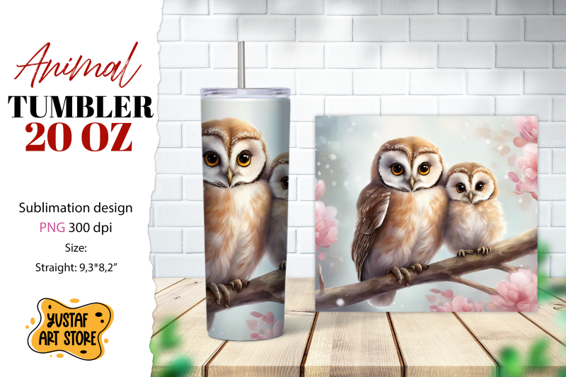 animal-tumbler-sublimation-mom-and-baby-owl-tumbler-wrap