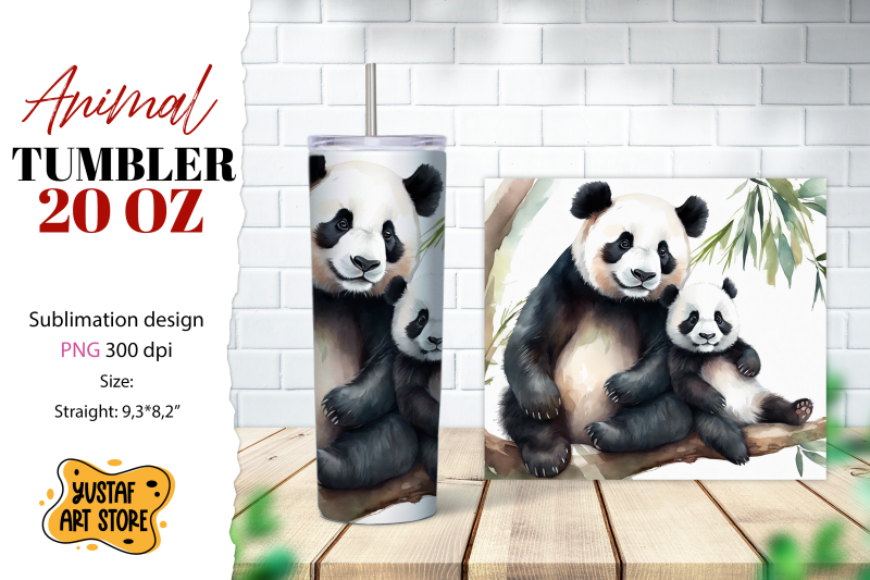 animal-tumbler-sublimation-mom-and-baby-panda-tumbler-wrap