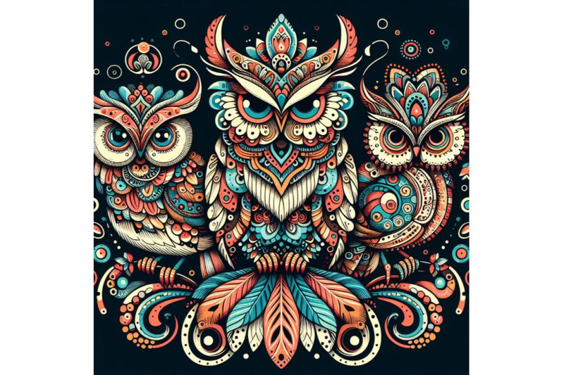 8-decorative-owls-tribal-decoration-of