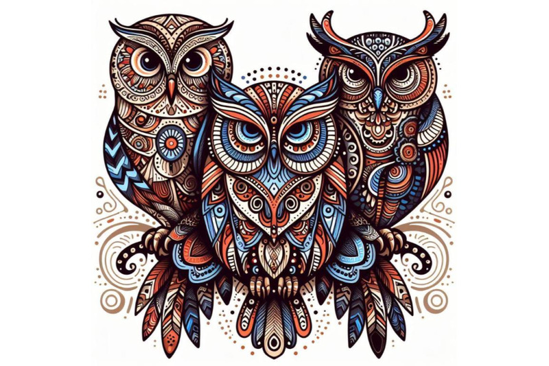 8-decorative-owls-tribal-decoration-of