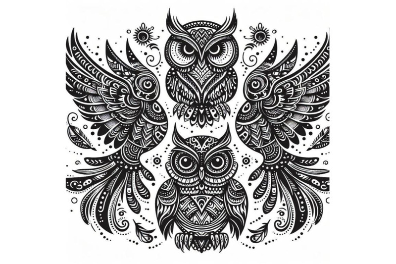 8-decorative-owls-tribal-decoration-of