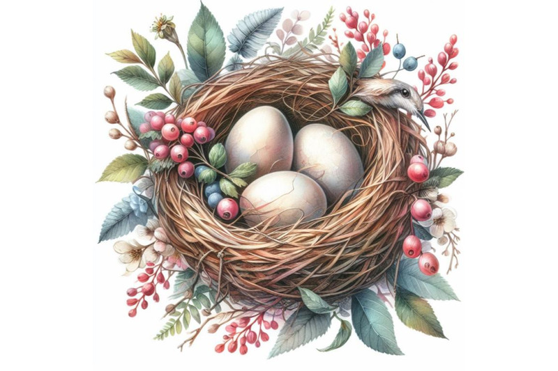8-watercolor-art-bird-nest-with-eggs