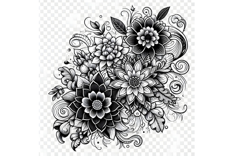 black-and-white-floral-coloring-tattoo-o