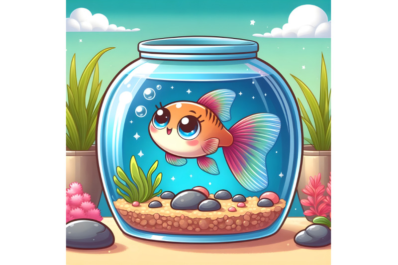 cute-guppy-fish-in-small-aquarium