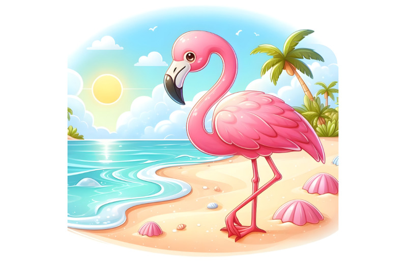 pink-flamingo-on-sand-beach