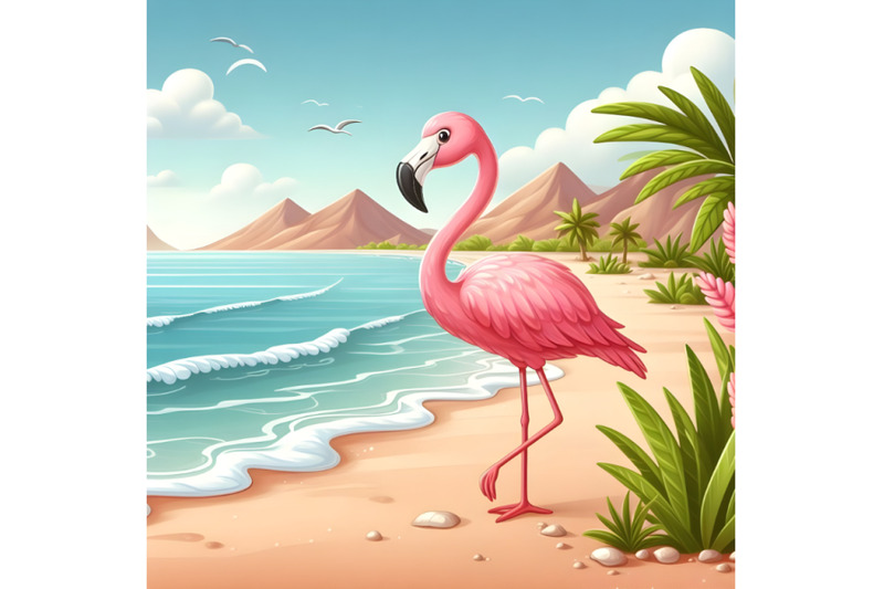 pink-flamingo-on-sand-beach