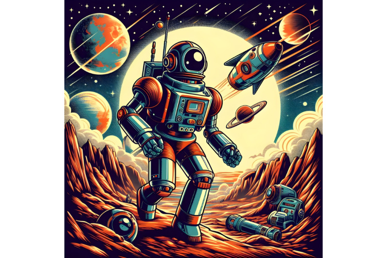 retro-robot-astronaut-in-the-planet