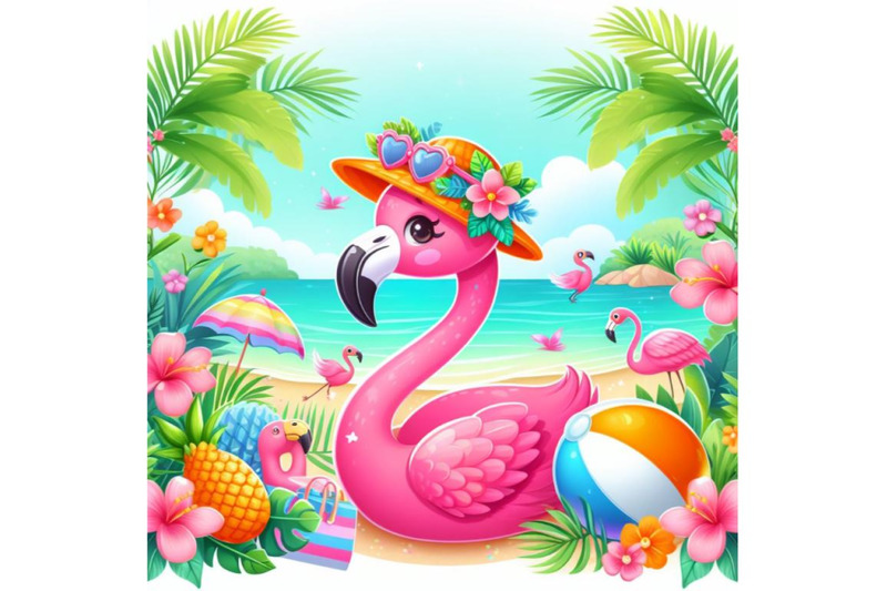 8-cute-flamingo-with-tropical-summer