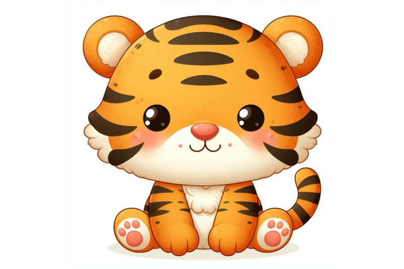 8-cute-tiger-on-white-background