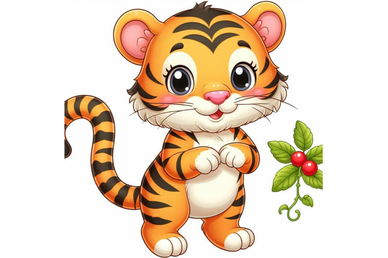 8-cute-tiger-on-white-background