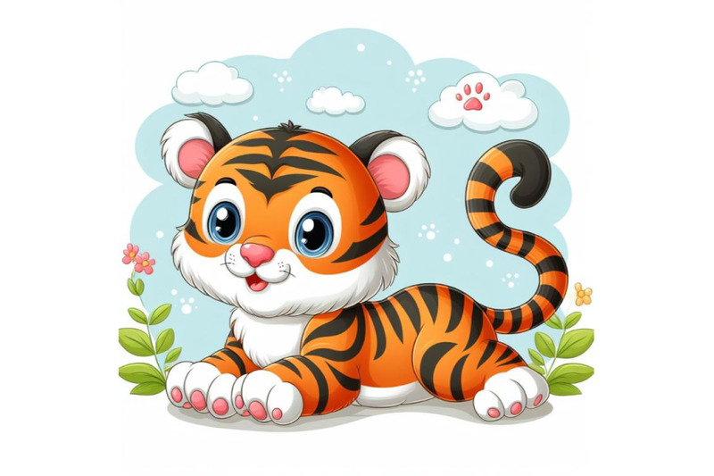 8-cute-tiger-on-white-background