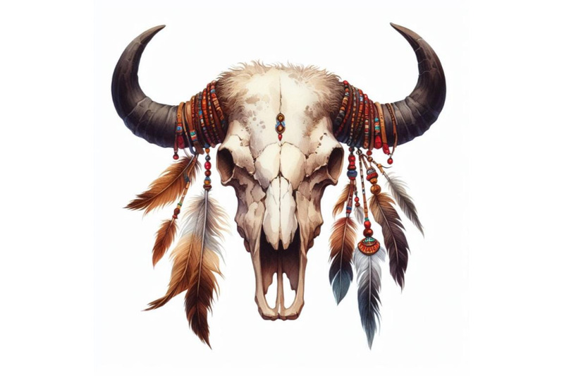 8-watercolor-buffalo-skull-isolat-bundle