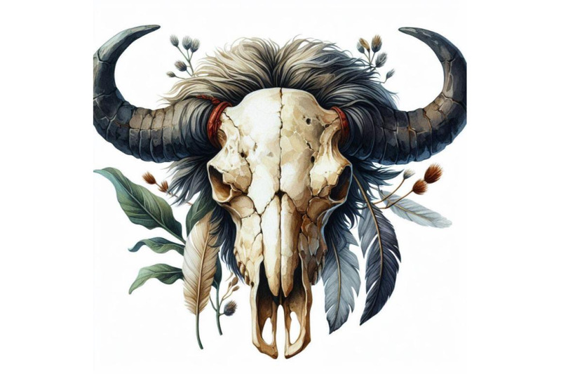 8-watercolor-buffalo-skull-isolat-bundle