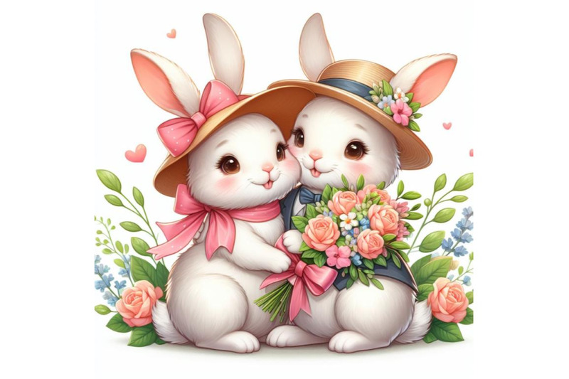 8-a-rabbit-couple-bunny-with-a-bundle