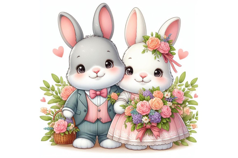 8-a-rabbit-couple-bunny-with-a-bundle