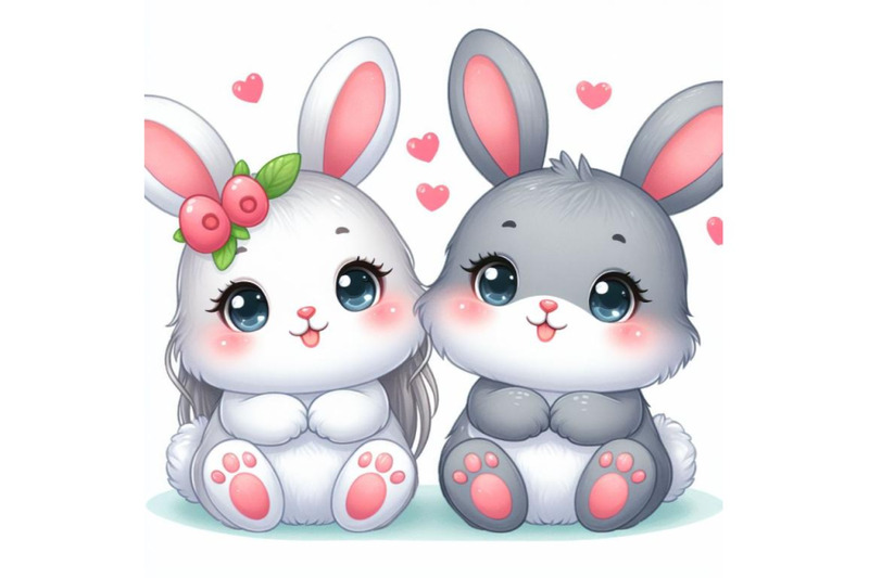 8-cute-couple-bunny-on-white-background