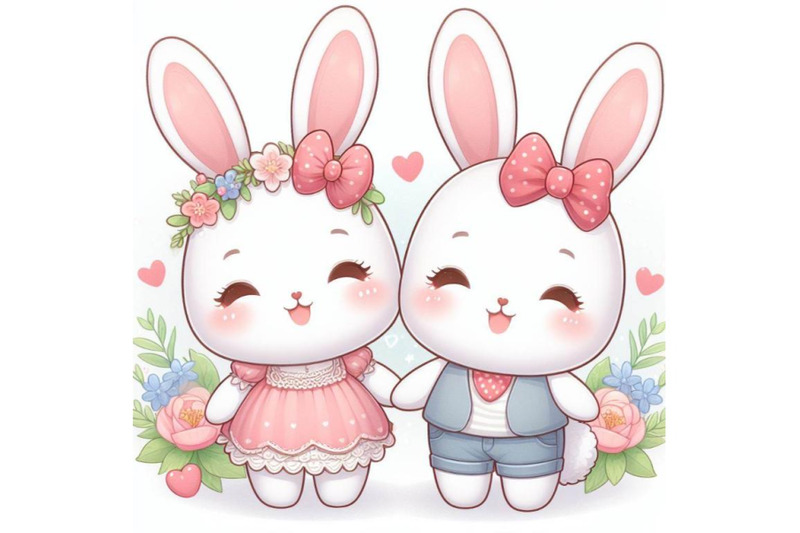 8-cute-couple-bunny-on-white-background