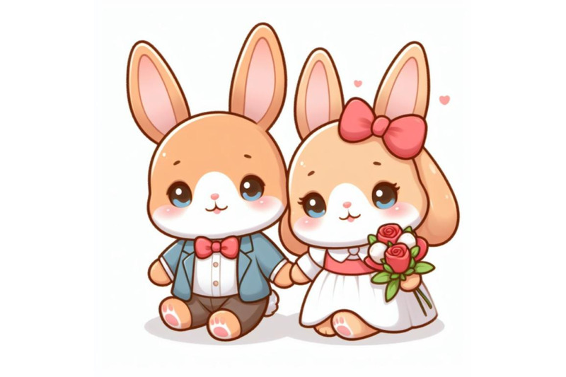 8-cute-couple-bunny-on-white-background