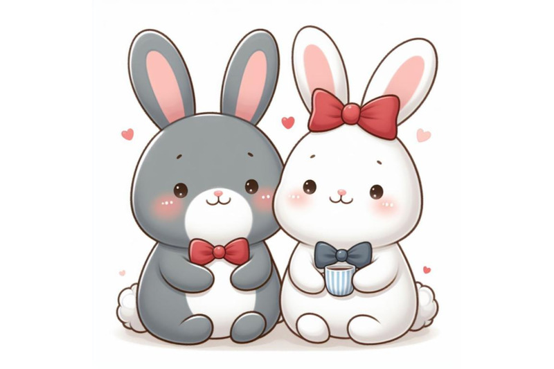 8-cute-couple-bunny-on-white-background