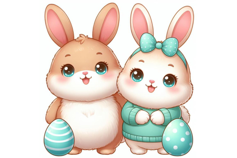 8-cute-couple-bunny-on-white-background