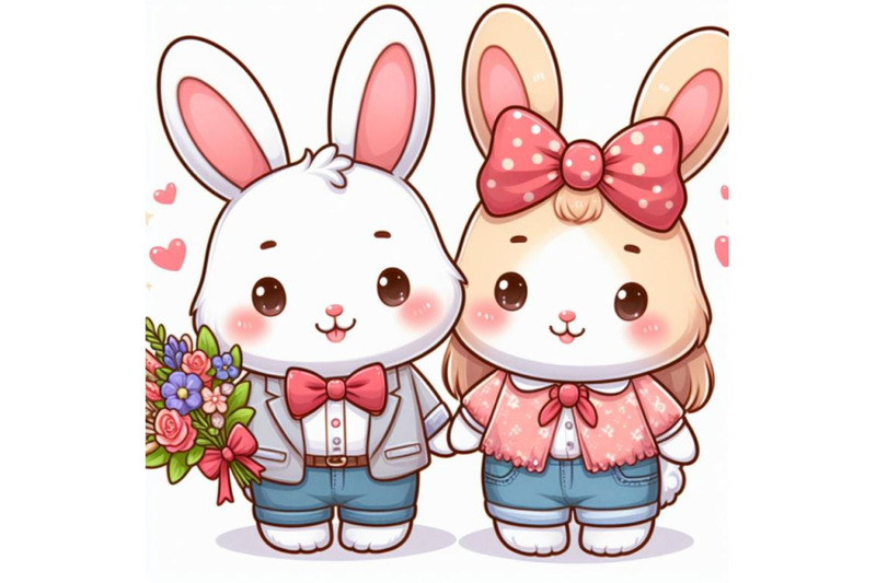 8-cute-couple-bunny-on-white-background