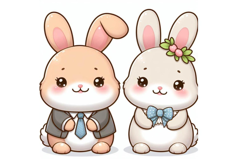 8-cute-couple-bunny-on-white-background