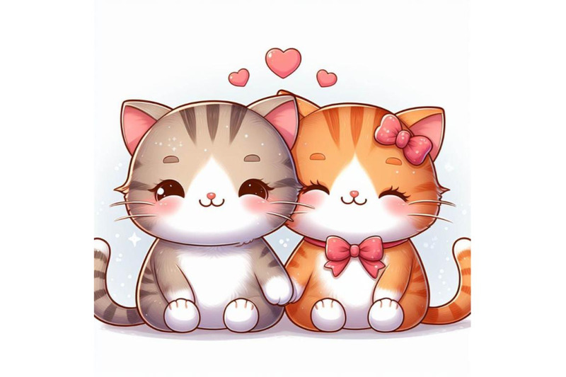 8-cute-couple-cat-on-white-background