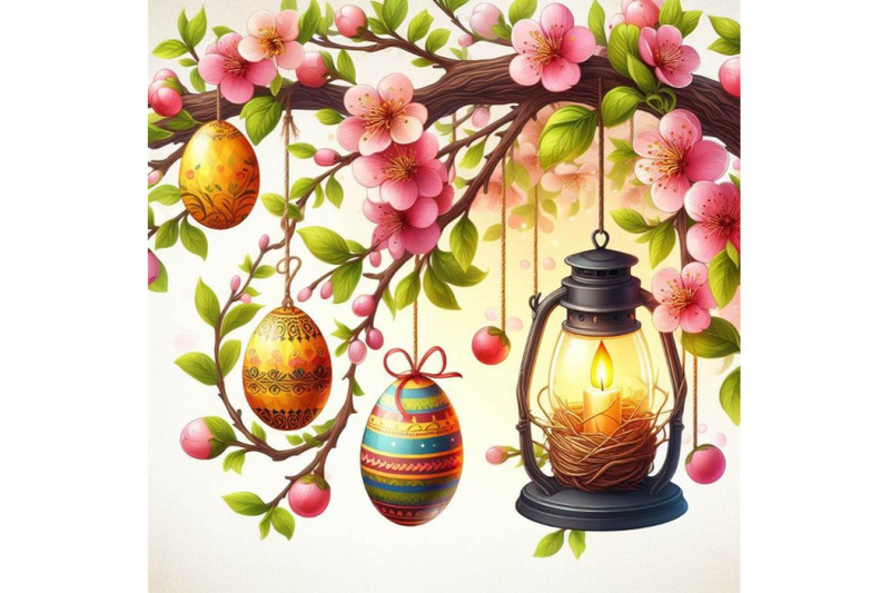 8-easter-eggs-hanging-on-plum-branch