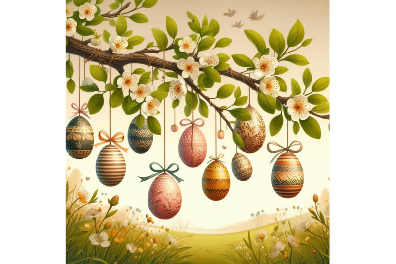 8-easter-eggs-hanging-on-plum-branch