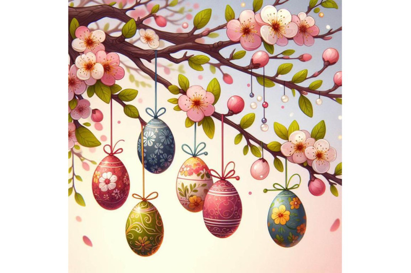 8-easter-eggs-hanging-on-plum-branch