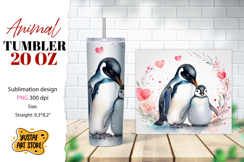 animal-tumbler-sublimation-mom-and-baby-penguin-tumbler