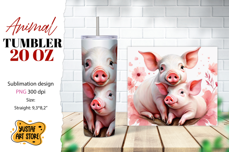 animal-tumbler-sublimation-mom-and-baby-pig-tumbler-wrap