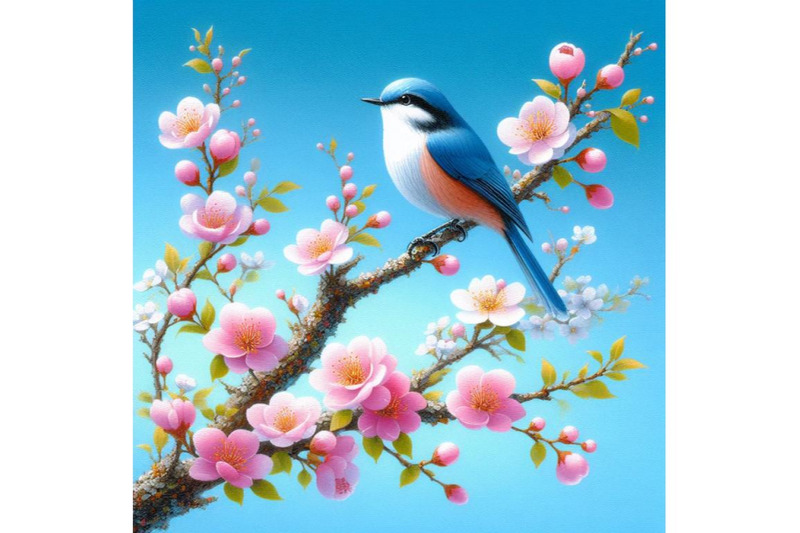 4-acrylic-painting-of-bird-and-spring-flower