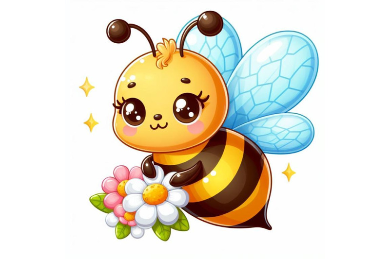 4-an-illustration-of-a-cute-bee-isolated-on-white-background