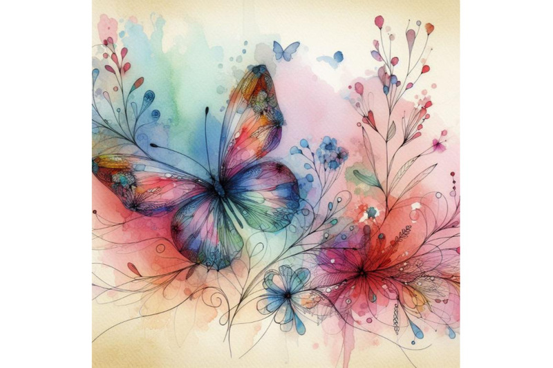 4-watercolor-a-butterfly-line-art-and-pastel-abstract-background-color