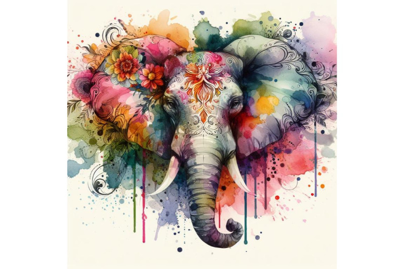 4-watercolor-abstract-splash-art-poster-of-elephant-head-colorful-ba