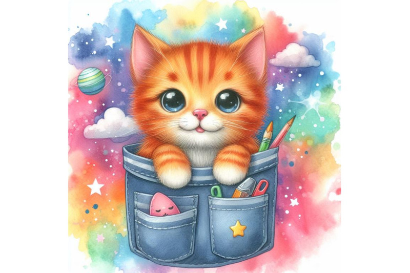 4-a-cute-orange-cat-in-a-pocket-colorful-background