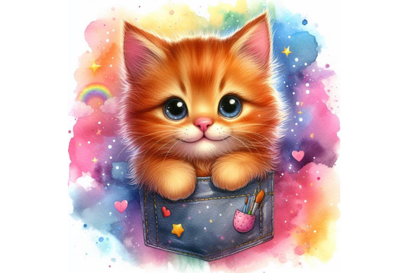 4-a-cute-orange-cat-in-a-pocket-colorful-background