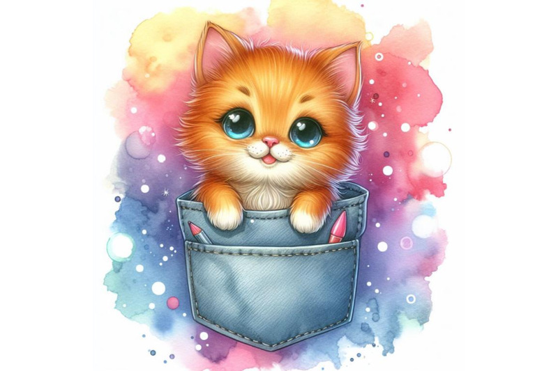 4-a-cute-orange-cat-in-a-pocket-colorful-background